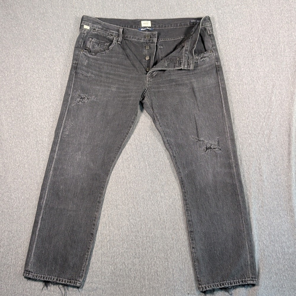 Citizens of Humanity Black Emerson Slim Boyfriend Jeans Womens 36x27 Distressed